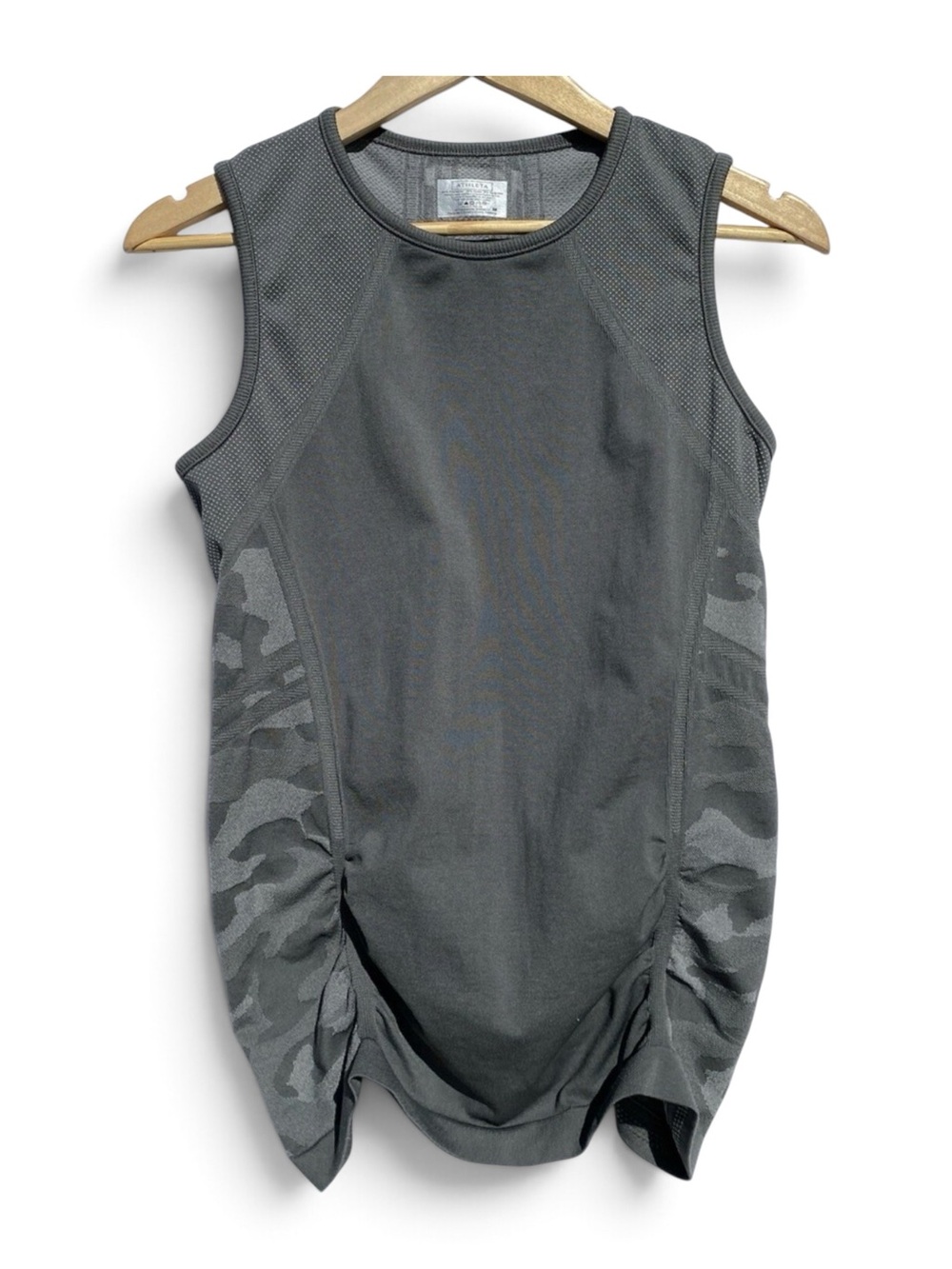 Athleta Fastest Track Seamless Tank Top – Slate Gray with Camo Sides – Size S